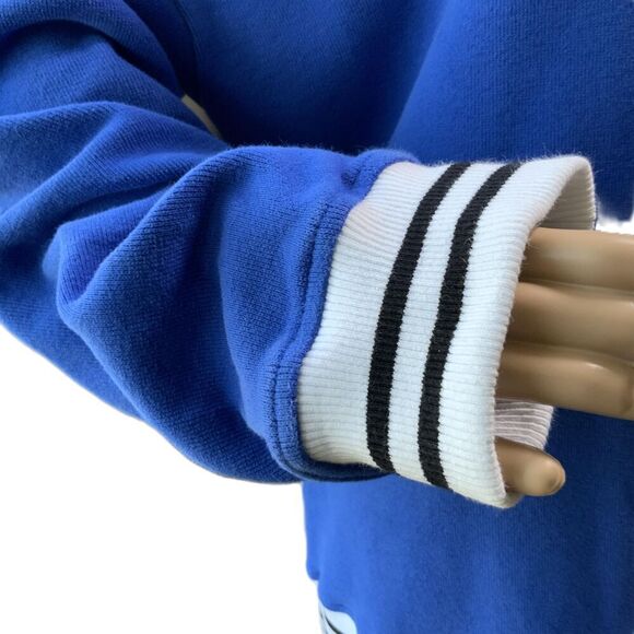 EDGAR + ASH Blue Striped Trim Crew Neck Academia Pullover Sweatshirt Extra Large - Picture 5 of 13